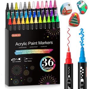 Shuttle Dual Tip Acrylic Paint Pens, 36 Colours Dot & Fine Tip Paint Marker Pens, Paint Shuttle Dual Tip Acrylic Paint Pens, 36 Colours Dot & Fine Tip Paint Marker Pens, Paint