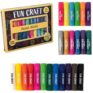 HTI Fun Craft Tempera Paint Sticks 24 Paint Sticks for Children - 6 Glow Paint, 6 HTI Fun Craft Tempera Paint Sticks 24 Paint Sticks for Children - 6 Glow Paint, 6