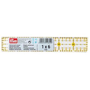Prym Universal Ruler, Transparent, Yellow, 1 x 6 inch Prym Universal Ruler, Transparent, Yellow, 1 x 6 inch