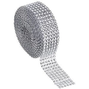 Deolven Acrylic Rhinestone Diamond Ribbon, 6 Row 10 Yard (9.15m) Silver Hollow Imitation Deolven Acrylic Rhinestone Diamond Ribbon, 6 Row 10 Yard (9.15m) Silver Hollow Imitation