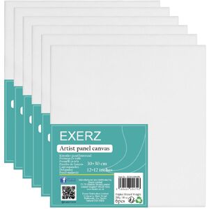 Exerz 30x30cm Canvas Panels 6pcs/ 3mm 280gsm 100% Cotton/Square Blank Artist Can Exerz 30x30cm Canvas Panels 6pcs/ 3mm 280gsm 100% Cotton/Square Blank Artist Can