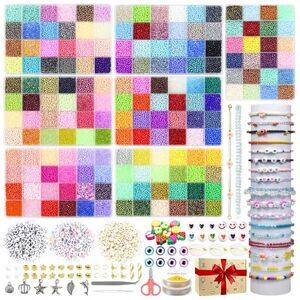 HYHJMISTY 47000pcs 3mm Glass Seed Beads for Jewelry Making, 168 Colors Small Beads for Bra HYHJMISTY 47000pcs 3mm Glass Seed Beads for Jewelry Making, 168 Colors Small Beads for Bra