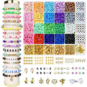 Veeki 3400 Pcs Clay Beads Bracelet Making Kit, Friendship Bracelet Kit for Jewelry Mak Veeki 3400 Pcs Clay Beads Bracelet Making Kit, Friendship Bracelet Kit for Jewelry Mak