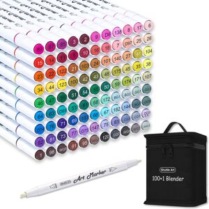 Shuttle Art 100 Colours Alcohol Markers Dual Tip Set with Blender + Carrying Cas Shuttle Art 100 Colours Alcohol Markers Dual Tip Set with Blender + Carrying Cas