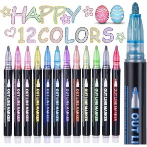 Maqhpu - Glitter Pens - 12 colours - Double Line - Marker set Maqhpu - Glitter Pens - 12 colours - Double Line - Marker set