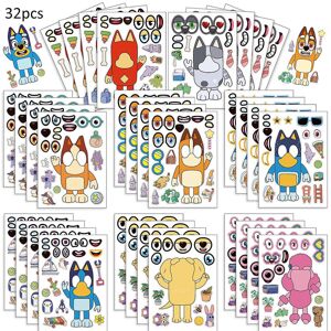 Unbranded 32pcs Diy Bluey Theme Make-a-face Stickers Pack,fun Stickers Craft Set Kids Toys Unbranded 32pcs Diy Bluey Theme Make-a-face Stickers Pack,fun Stickers Craft Set Kids Toys
