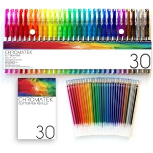 CHROMATEK Glitter Pens 60 Set Best Colors. 200% the Ink: 30 Gel Pens CHROMATEK Glitter Pens 60 Set Best Colors. 200% the Ink: 30 Gel Pens