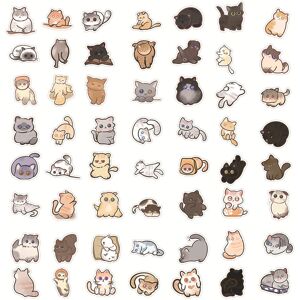 Unbranded (A) 60pcs Cat Sticker Cartoon Pattern Waterproof Adorable Decorative Water Bottl Unbranded (A) 60pcs Cat Sticker Cartoon Pattern Waterproof Adorable Decorative Water Bottl