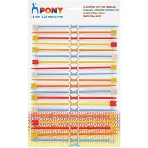 Pony Childrens Kids Starter Knitting Needles Knit Pins Length 18cm Width 3.25 & Pony Childrens Kids Starter Knitting Needles Knit Pins Length 18cm Width 3.25 &
