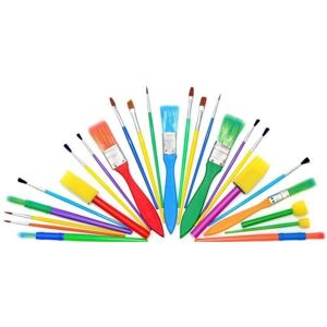 Major Brushes Kid's Paint Brushes & Foam Dabbers 25-Piece Craft Painting Pack (Stencil & Foam Major Brushes Kid's Paint Brushes & Foam Dabbers 25-Piece Craft Painting Pack (Stencil & Foam