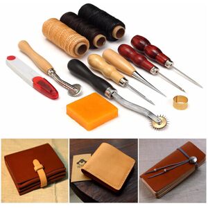 Unbranded 13pcs Wood Handle Leather Craft Tools Kit Leather Hand Sewing Tool Punch Cutter Unbranded 13pcs Wood Handle Leather Craft Tools Kit Leather Hand Sewing Tool Punch Cutter