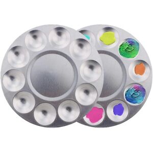 Unbranded 2Pcs 10 Wells Aluminium Palette Round Paint Tray Palettes for DIY Craft Professi Unbranded 2Pcs 10 Wells Aluminium Palette Round Paint Tray Palettes for DIY Craft Professi