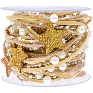 konhill (As show, One size) 5.5 Yards Christmas Beads Ribbon, Pearl String Gold Star Nat konhill (As show, One size) 5.5 Yards Christmas Beads Ribbon, Pearl String Gold Star Nat