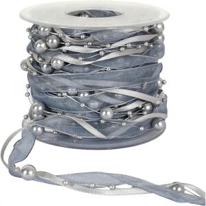konhill (As show, One size) 11 Yards Gray Silver Beads Chain Ribbon Artificial Pearls St konhill (As show, One size) 11 Yards Gray Silver Beads Chain Ribbon Artificial Pearls St