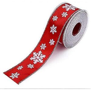 konhill (As show, One size) Wired Christmas Holiday Winter Ribbon red Ribbon Snowflake 1 konhill (As show, One size) Wired Christmas Holiday Winter Ribbon red Ribbon Snowflake 1