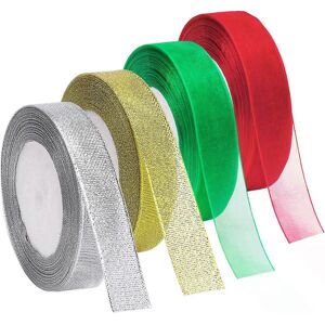 konhill (As show, One size) 4 Rolls 4/5 Inch in Width Christmas Metallic Glitter Organza konhill (As show, One size) 4 Rolls 4/5 Inch in Width Christmas Metallic Glitter Organza