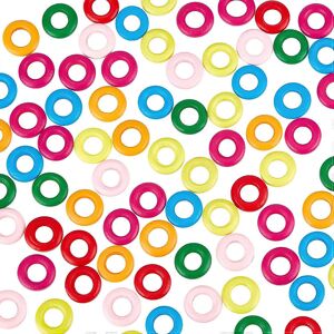 konhill (As show, One size) 100pcs Donut Dyed Wood Beads Mixed Color Round Circle Ring W konhill (As show, One size) 100pcs Donut Dyed Wood Beads Mixed Color Round Circle Ring W