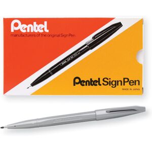 Pentel Sign Pen Fiber-Tipped Pen Gray Ink Box of 12 (S520-N) Pentel Sign Pen Fiber-Tipped Pen Gray Ink Box of 12 (S520-N)