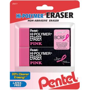 Pentel Hi-Polymer Erasers Pink Pack of 2 Pentel Hi-Polymer Erasers Pink Pack of 2