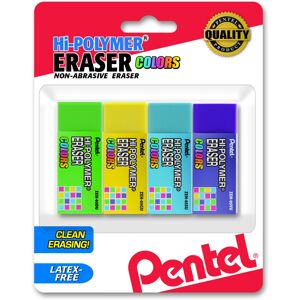 Pentel Hi-Polymer Block Eraser Small Assorted Colors Pack of 4 (ZEH0 Pentel Hi-Polymer Block Eraser Small Assorted Colors Pack of 4 (ZEH0