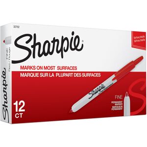 SHARPIE 32702 Retractable Permanent Markers Fine Point Red 12 Count SHARPIE 32702 Retractable Permanent Markers Fine Point Red 12 Count
