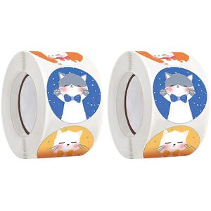Kricely (As show, One size) 2 Rolls Lovely Cats Sticker Self-adhesive Sealing Stickers D Kricely (As show, One size) 2 Rolls Lovely Cats Sticker Self-adhesive Sealing Stickers D