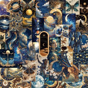 Unbranded (MULTICOLOR) 50Pcs Vintage Cosmic Galaxy Stickers Aesthetic Moon Witch DIY Stick Unbranded (MULTICOLOR) 50Pcs Vintage Cosmic Galaxy Stickers Aesthetic Moon Witch DIY Stick