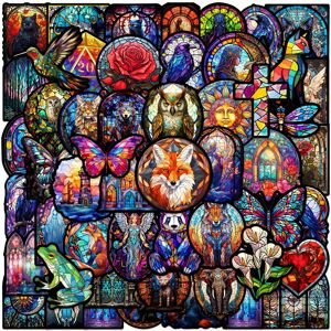 Unbranded (MULTICOLOR) 50Pcs Vintage Colorful Church Glass Stickers Goth Animal DIY Sticke Unbranded (MULTICOLOR) 50Pcs Vintage Colorful Church Glass Stickers Goth Animal DIY Sticke