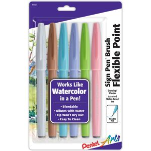 Pentel Arts Sign Pen Brush Tip assorted 4 Pastel Colors 6-Pk (SES15C2BP6M1) Pentel Arts Sign Pen Brush Tip assorted 4 Pastel Colors 6-Pk (SES15C2BP6M1)