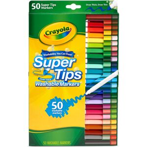 CRAYOLA SuperTips Washable Markers - Assorted Colours (Pack of 50) Premium Fel CRAYOLA SuperTips Washable Markers - Assorted Colours (Pack of 50) Premium Fel