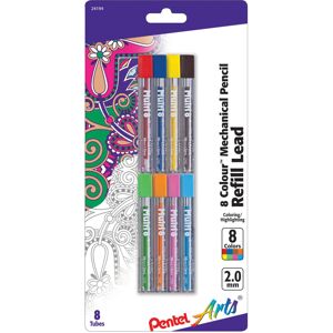 Pentel Arts Lead Pencil Refills 2.0 mm Assorted Colors Pack Of 8 Pentel Arts Lead Pencil Refills 2.0 mm Assorted Colors Pack Of 8