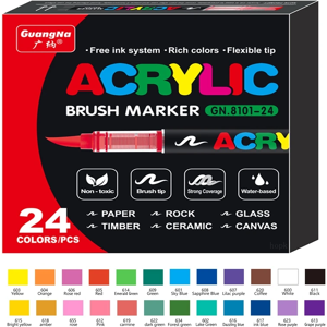 Unbranded (24 colors) 72 Colors Acrylic Marker Pen for Rock Painting, Br Unbranded (24 colors) 72 Colors Acrylic Marker Pen for Rock Painting, Br