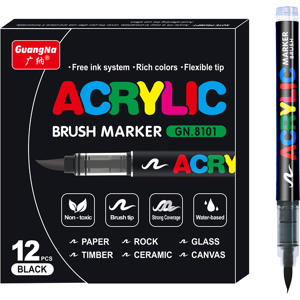 Unbranded (Black-12Pcs) 36 Colors Acrylic Paint Pens Brush Marker Pen for Unbranded (Black-12Pcs) 36 Colors Acrylic Paint Pens Brush Marker Pen for