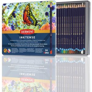 Derwent Inktense Permanent Watercolour Pencils, Set of 24 in a Tin, 4mm Premium Derwent Inktense Permanent Watercolour Pencils, Set of 24 in a Tin, 4mm Premium