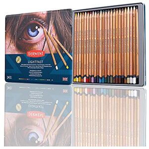 Derwent Lightfast Pencils Set Of 24 In Tin, 4mm Round Core, Premium Core Strengt Derwent Lightfast Pencils Set Of 24 In Tin, 4mm Round Core, Premium Core Strengt