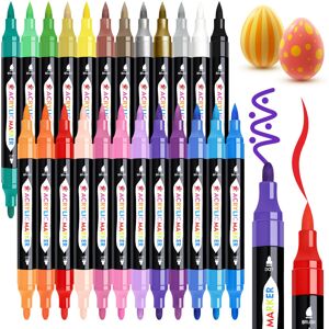 TBC The Best Crafts 24 Colors Dual Tip Acrylic Paint Markers,Waterproof, Non-Tox TBC The Best Crafts 24 Colors Dual Tip Acrylic Paint Markers,Waterproof, Non-Tox