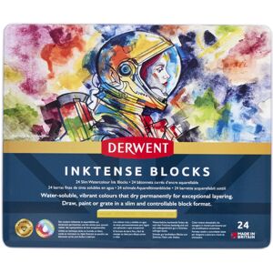 Derwent Inktense Blocks 24 Tin, Set of 24 Water-Colours, 8mm Block, Water-Solubl Derwent Inktense Blocks 24 Tin, Set of 24 Water-Colours, 8mm Block, Water-Solubl