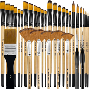 Typecat Paint Brush Set, Nylon Bristles with Round, Filbert, Flat, Fan, Angle, Suitable Typecat Paint Brush Set, Nylon Bristles with Round, Filbert, Flat, Fan, Angle, Suitable