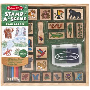 Melissa & Doug Stamp-a-Scene Stamp Set: Rain Forest - 20 Wooden Stamps 5 Colore Melissa & Doug Stamp-a-Scene Stamp Set: Rain Forest - 20 Wooden Stamps 5 Colore