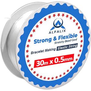 ALFALIX 30mx0.5mm Clear Elastic Thread Bracelet Making Strong & Stretchy Elastic String ALFALIX 30mx0.5mm Clear Elastic Thread Bracelet Making Strong & Stretchy Elastic String