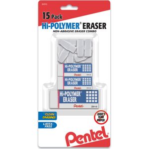 Pentel Hi-Polymer Eraser Combo Pack White Pack Of 15 Pentel Hi-Polymer Eraser Combo Pack White Pack Of 15