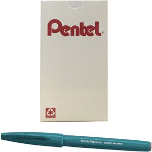 Pentel Arts Sign Pen Brush Turquoise Green Ink Box of 12 Pens Pentel Arts Sign Pen Brush Turquoise Green Ink Box of 12 Pens