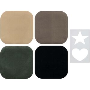 SINGER Fabric Iron-On Patches Khaki Uniform Set with Stencil Set of 4 SINGER Fabric Iron-On Patches Khaki Uniform Set with Stencil Set of 4