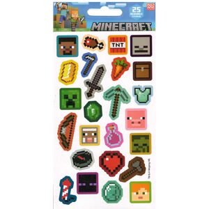 Minecraft Pack of 25 Reusable Stickers Minecraft Pack of 25 Reusable Stickers