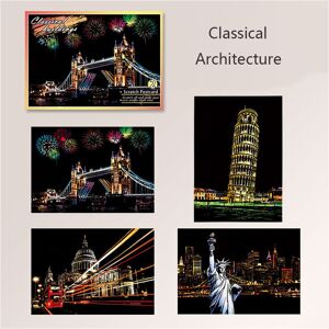 Unbranded (Classical Architecture) Magic Night View Scratch Art Painting Paper Kit W Bambo Unbranded (Classical Architecture) Magic Night View Scratch Art Painting Paper Kit W Bambo