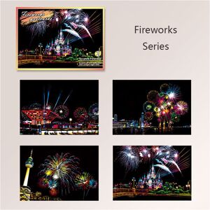 Unbranded (Fireworks Series) Magic Night View Scratch Art Painting Paper Kit W Bamboo Draw Unbranded (Fireworks Series) Magic Night View Scratch Art Painting Paper Kit W Bamboo Draw