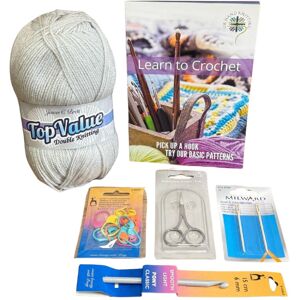 Classic Home Store Beginner Crochet Kit - DK Yarn 6mm Hook Scissors Yarn Needle Stitch Markers & Bo Classic Home Store Beginner Crochet Kit - DK Yarn 6mm Hook Scissors Yarn Needle Stitch Markers & Bo
