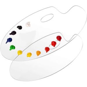 DARENYI - Paint Palette - Clear, Thumb Hole, Acrylic - 11.8 x 7.9 in; 9.8 x 5.9 in DARENYI - Paint Palette - Clear, Thumb Hole, Acrylic - 11.8 x 7.9 in; 9.8 x 5.9 in