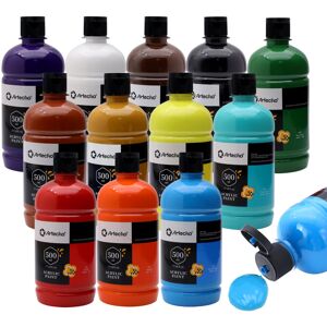 Artecho Acrylic Paint Set for adults 12 Colours (17 oz/500ml Each), Ideal for Ca Artecho Acrylic Paint Set for adults 12 Colours (17 oz/500ml Each), Ideal for Ca