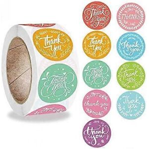 Unbranded Thank You Stickers Roll 1" Flower Wreath 9 Beautiful Styles 500 Units in One Rol Unbranded Thank You Stickers Roll 1" Flower Wreath 9 Beautiful Styles 500 Units in One Rol